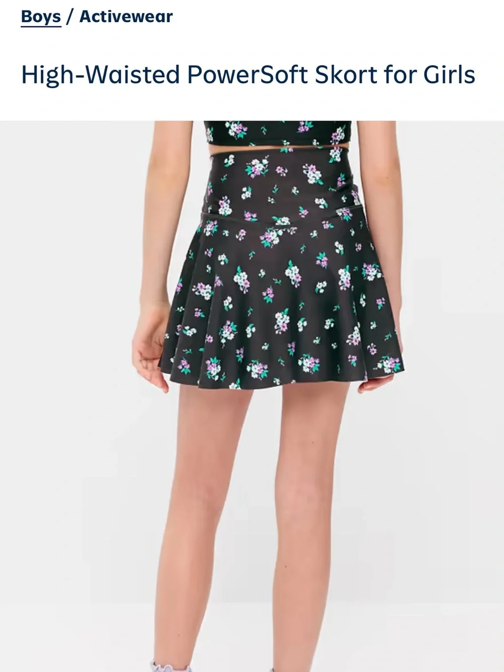Old Navy Black Floral Circle Skort